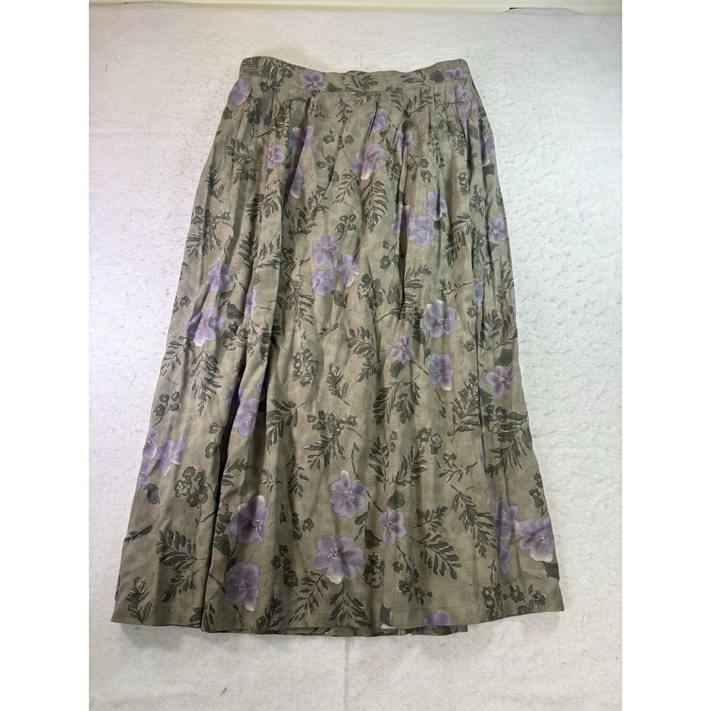 Sag Harbor Skirt Womens L Olive Floral Peasant Boho Festival Flower Cottagecore
